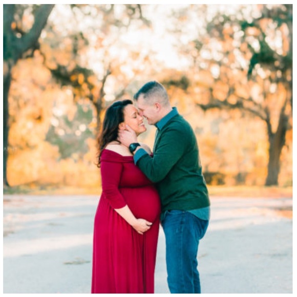 HP🥂Off Shoulder | Red Maternity Dress - Picture 5 of 5